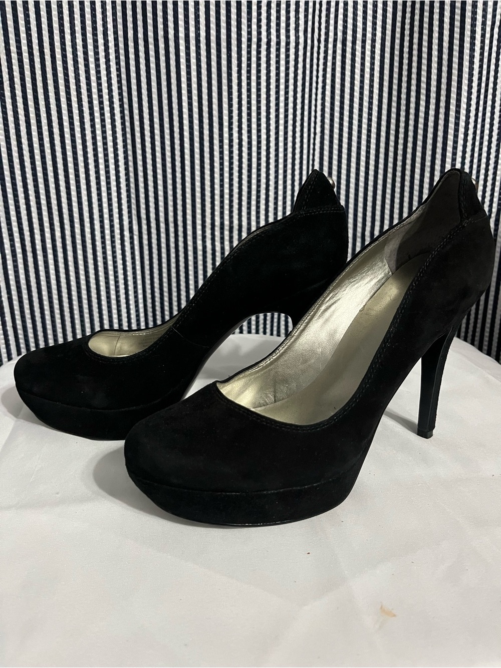 Guess Black Suede Platform Pump Heels